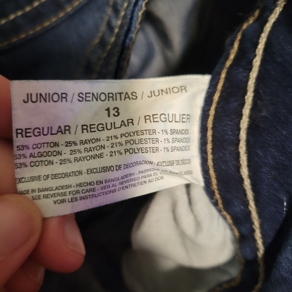 L.e.i Bridget Blue Colored Curvy Bootcut StyleJeans Size Juniors 13 Women 10-12 - Picture 13 of 13